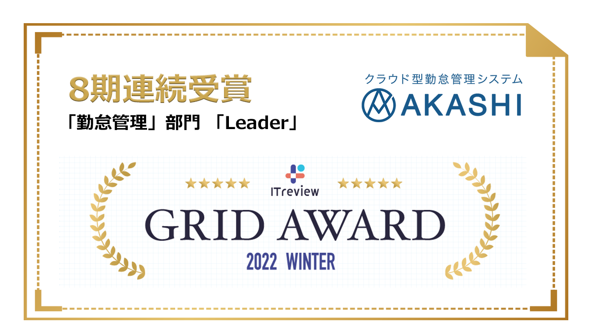 AKASHIがITreview Grid Awardを8期連続受賞しました