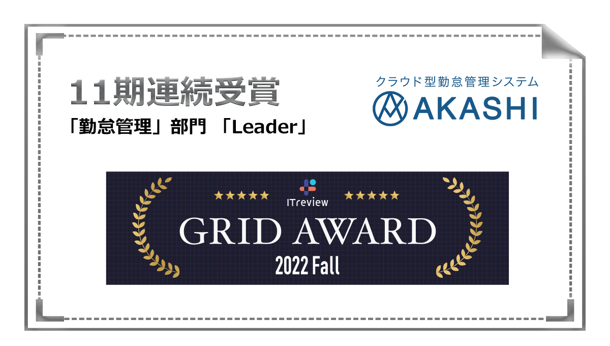 AKASHIがITreview Grid Awardを11期連続受賞しました